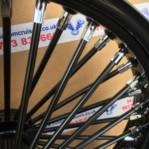 Custom Motorcycle Fat Spoke wheel upgrade prices : 16" fat spoke front wheel blackwheel 