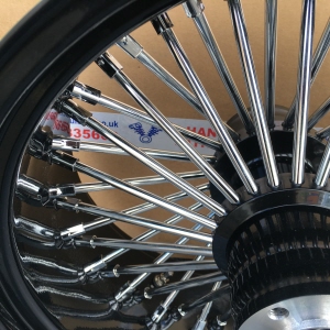 Custom Motorcycle Fat Spoke wheel upgrade prices : 16" fat spoke front wheel black chrome