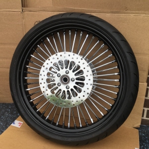 Custom Motorcycle Fat Spoke wheel upgrade prices : 16 " fat spoke rear  wheel black, chrome or  black & chrome 
